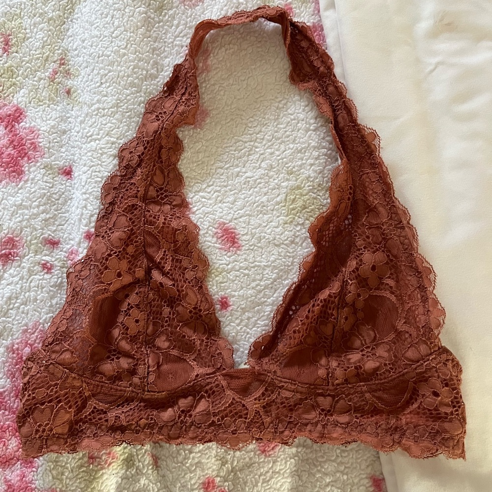 Free People Rust Lace Halter Bralette